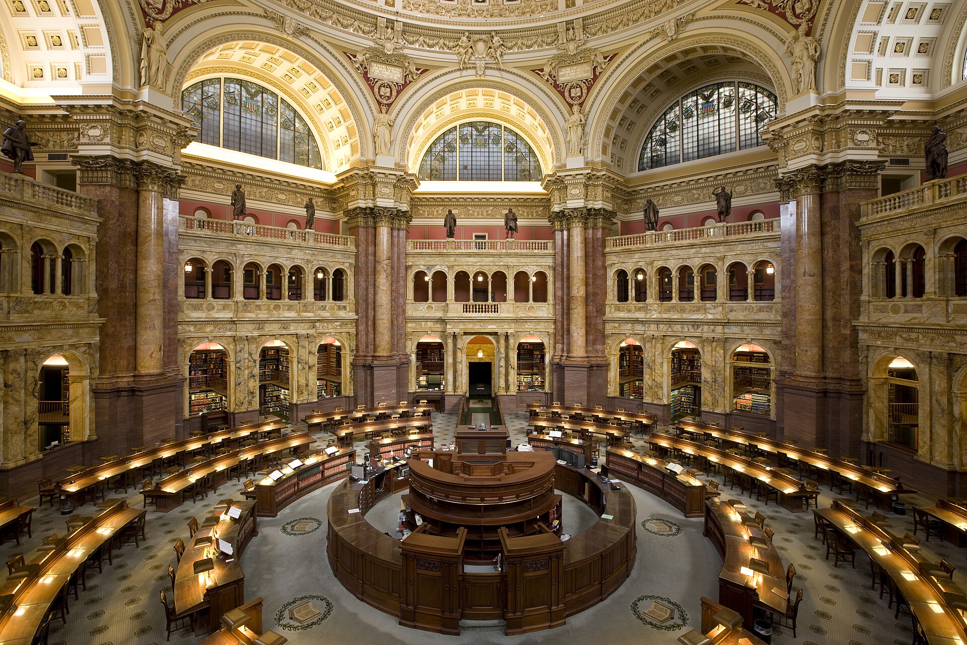  Main reading room of the Library of Congress in the Thomas Jefferson Building 
