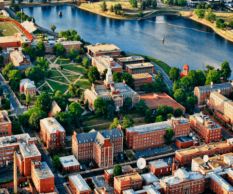 Aerial shot of Howard University campus